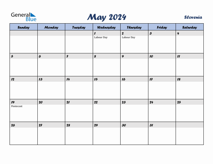 May 2024 Calendar with Holidays in Slovenia