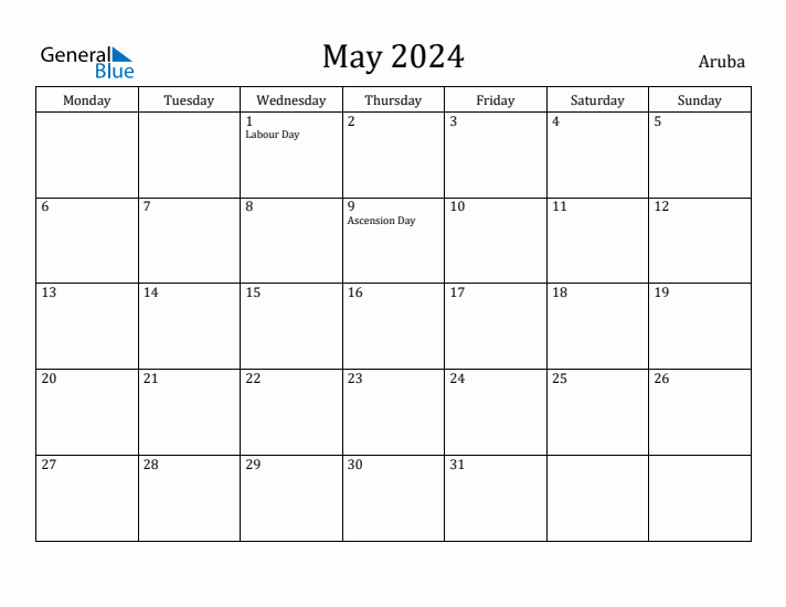 May 2024 Calendar Aruba