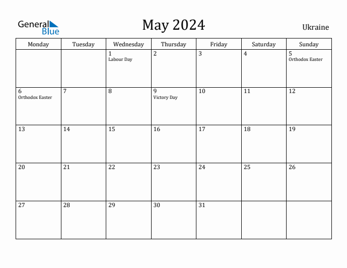 May 2024 Calendar Ukraine