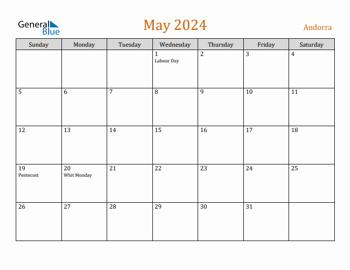 May 2024 Holiday Calendar with Sunday Start