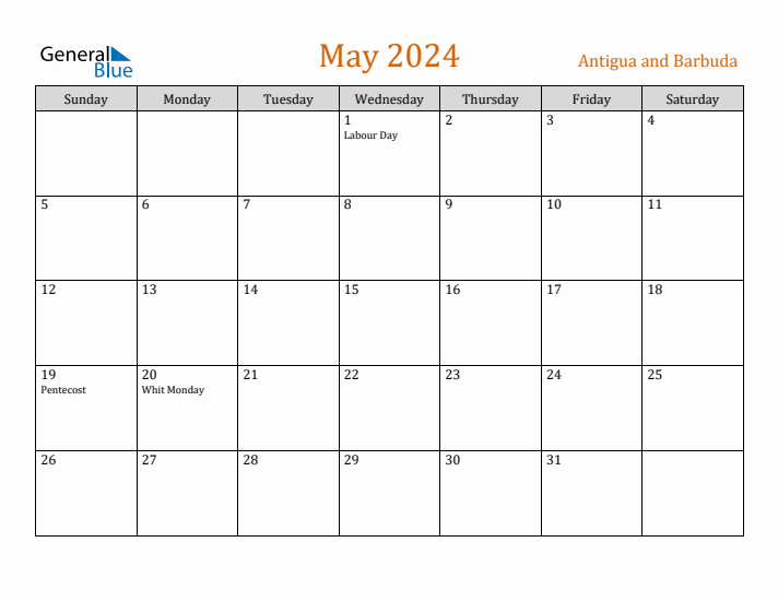 May 2024 Holiday Calendar with Sunday Start