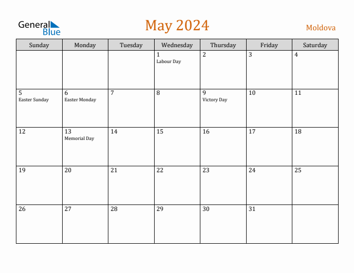 May 2024 Holiday Calendar with Sunday Start