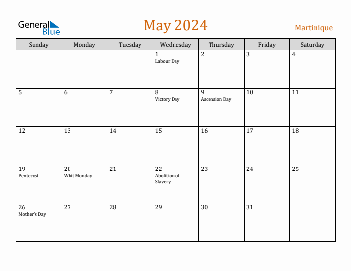 May 2024 Holiday Calendar with Sunday Start