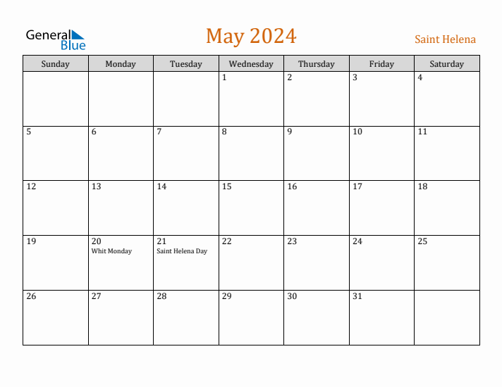 May 2024 Holiday Calendar with Sunday Start