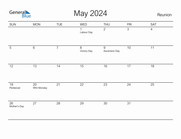 Printable May 2024 Calendar for Reunion