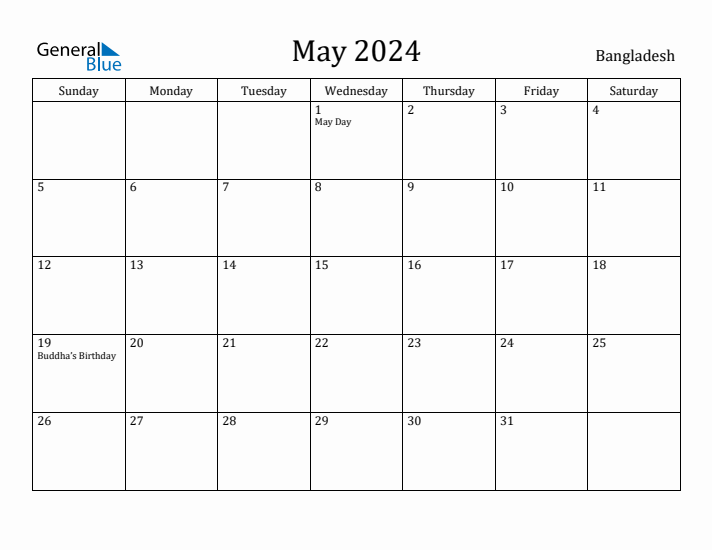 May 2024 Calendar Bangladesh