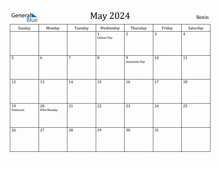 May 2024 Calendar Benin