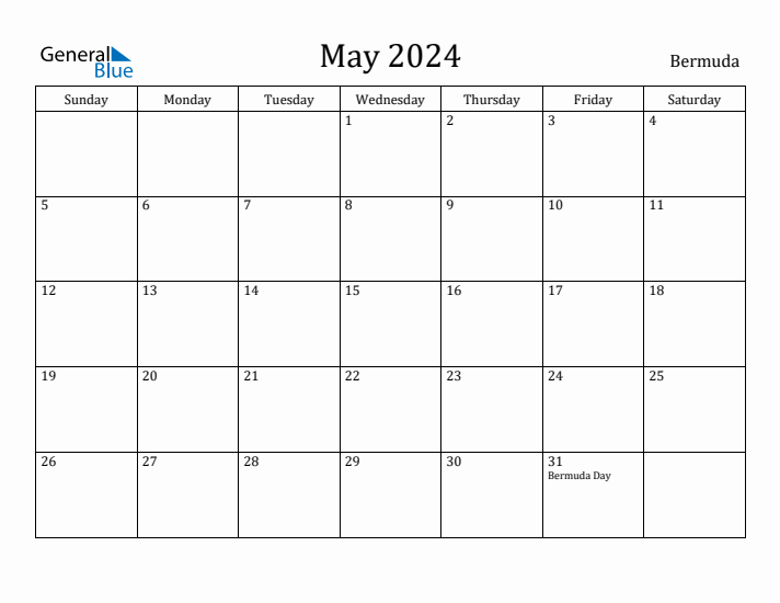 May 2024 Calendar Bermuda