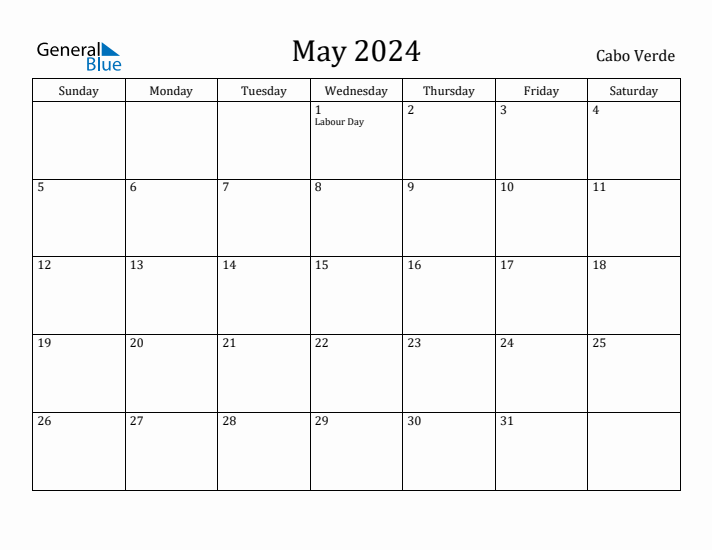 May 2024 Calendar Cabo Verde