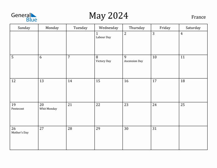 May 2024 Calendar France