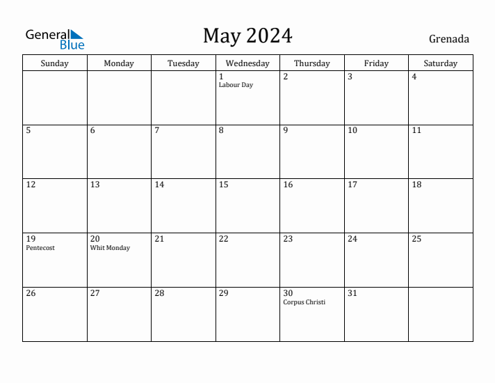 May 2024 Calendar Grenada