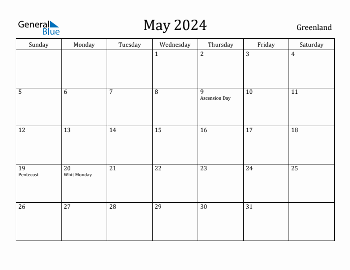 May 2024 Calendar Greenland