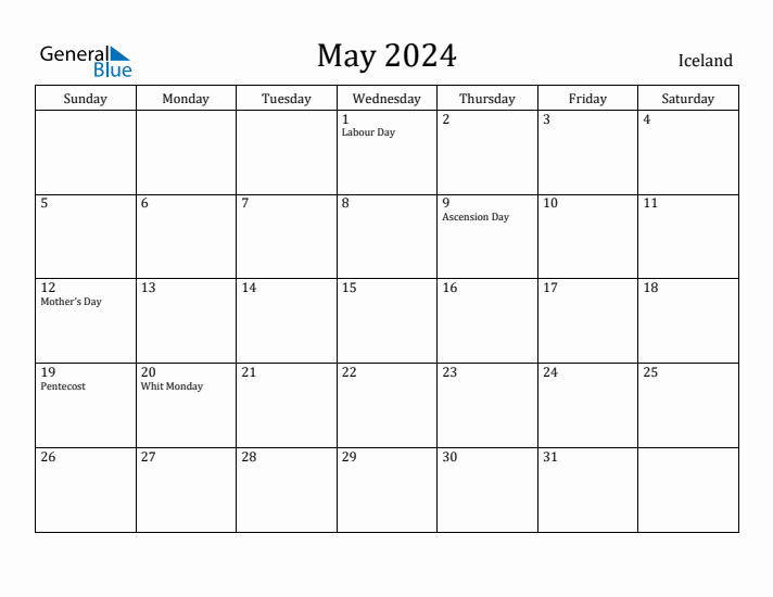 May 2024 Calendar Iceland