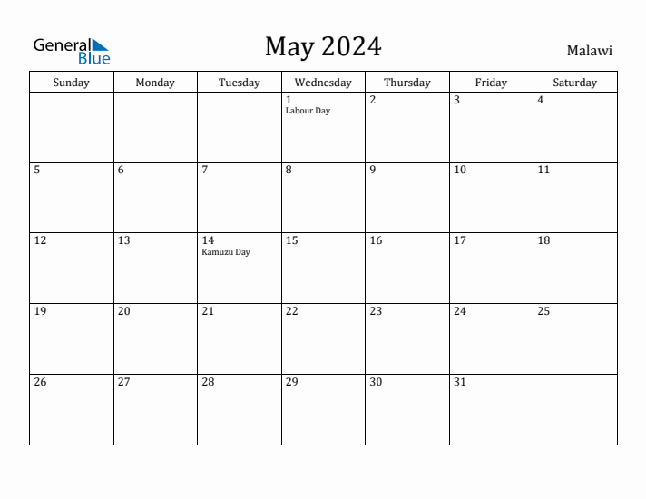 May 2024 Calendar Malawi