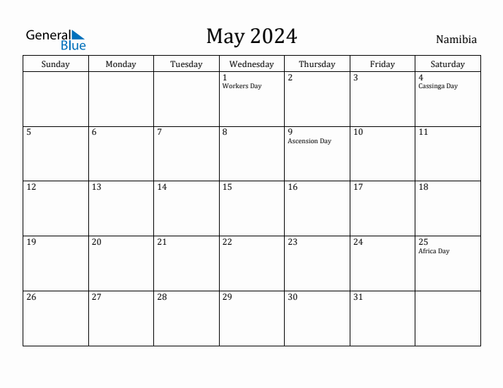 May 2024 Calendar Namibia