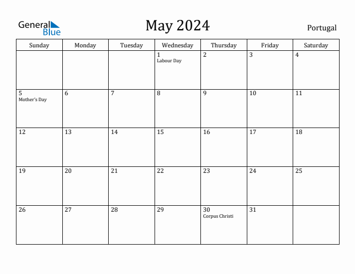 May 2024 Calendar Portugal