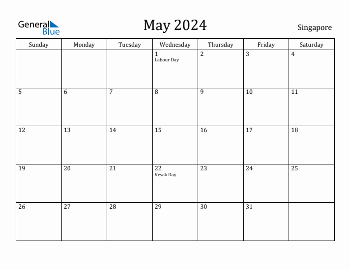 May 2024 Calendar Singapore