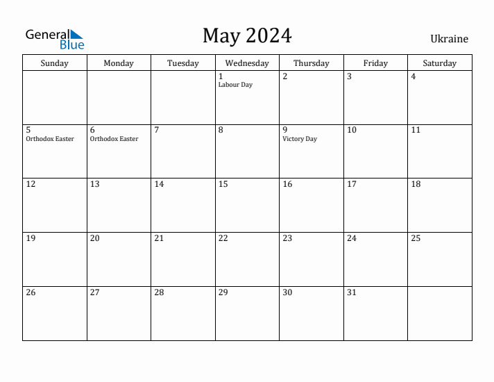 May 2024 Calendar Ukraine