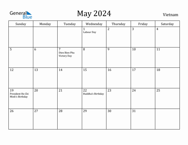 May 2024 Calendar Vietnam