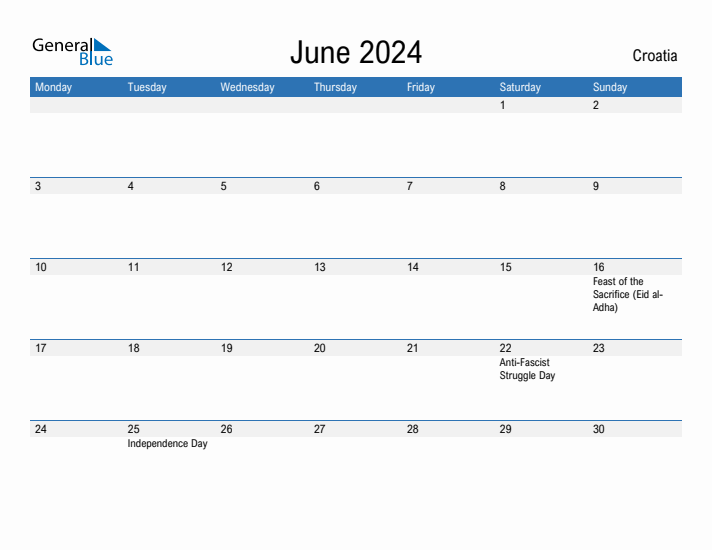 Fillable June 2024 Calendar