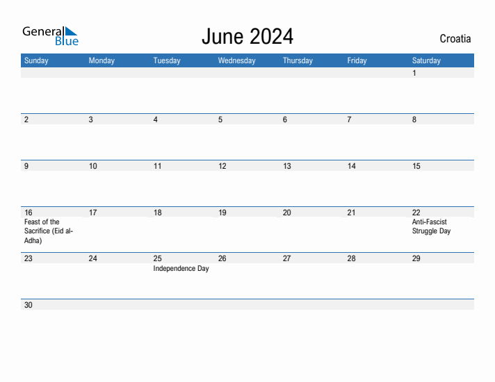 Fillable June 2024 Calendar