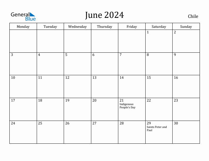 June 2024 Calendar Chile