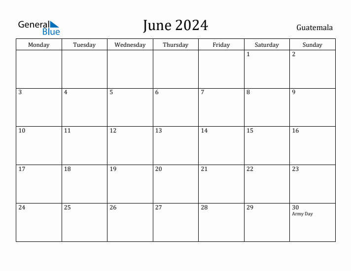 June 2024 Calendar Guatemala