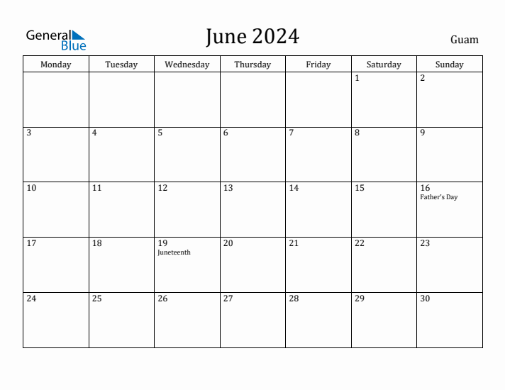 June 2024 Calendar Guam