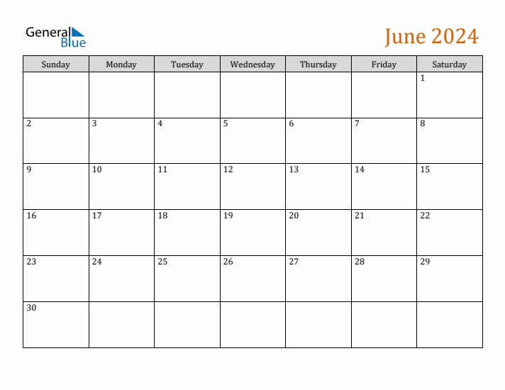 Editable June 2024 Calendar