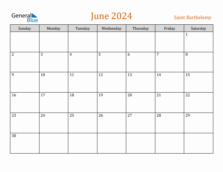 June 2024 Holiday Calendar with Sunday Start