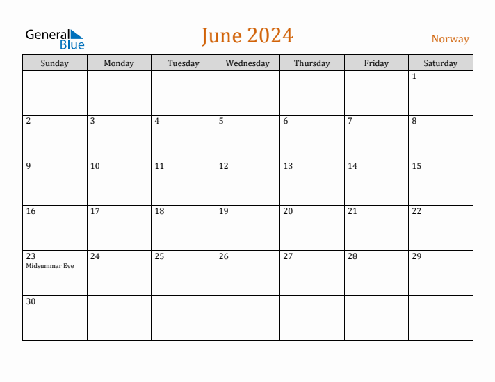 June 2024 Holiday Calendar with Sunday Start