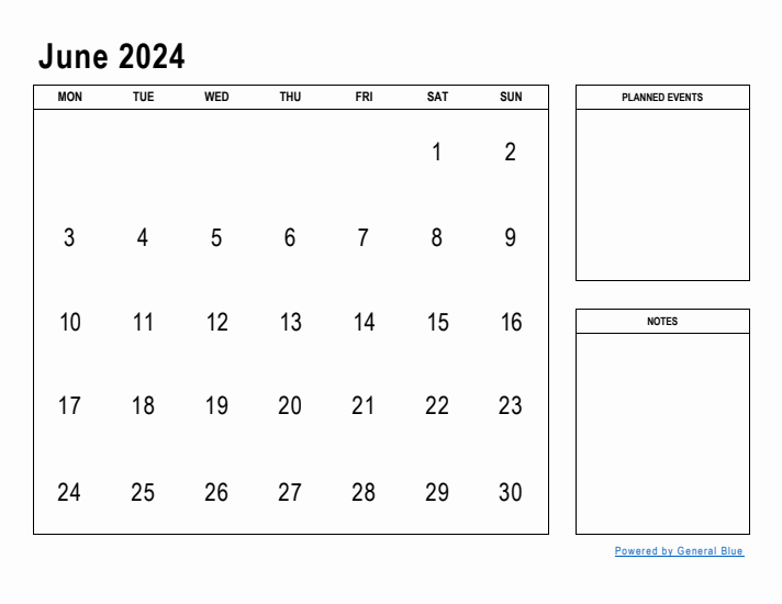 June 2024 Calendar Planner