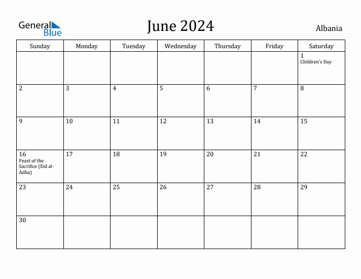 June 2024 Calendar Albania