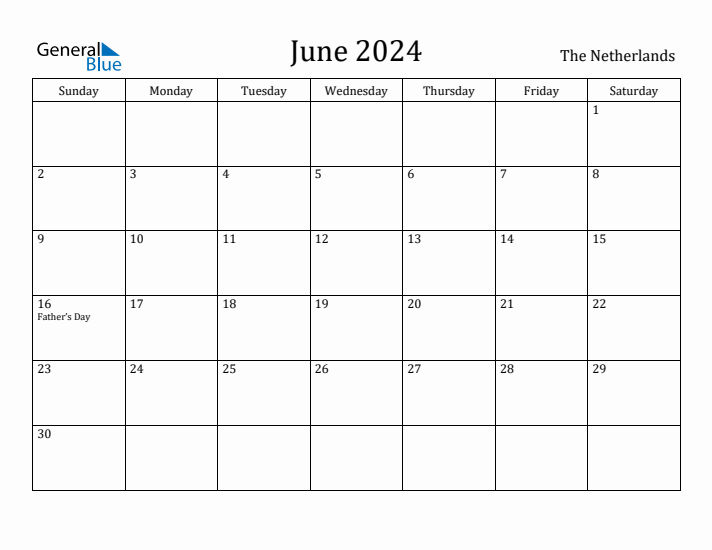 June 2024 Calendar The Netherlands