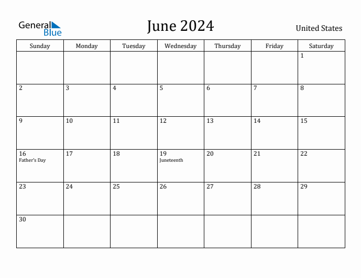 June 2024 Calendar United States