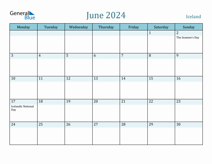 June 2024 Calendar with Holidays