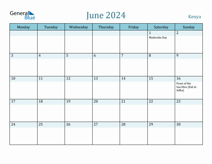 June 2024 Calendar with Holidays