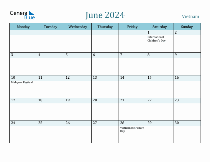 June 2024 Calendar with Holidays