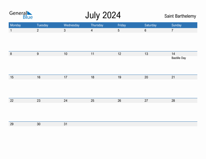 Fillable July 2024 Calendar