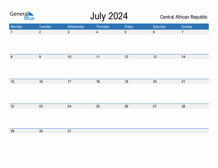 Fillable July 2024 Calendar