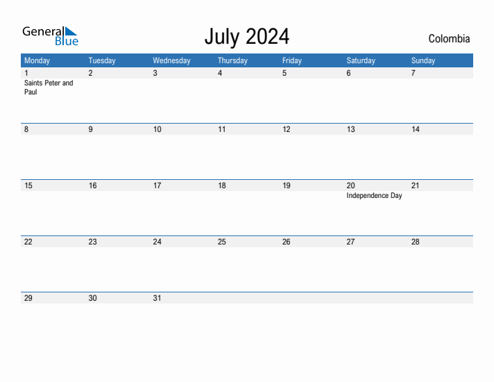 Fillable July 2024 Calendar