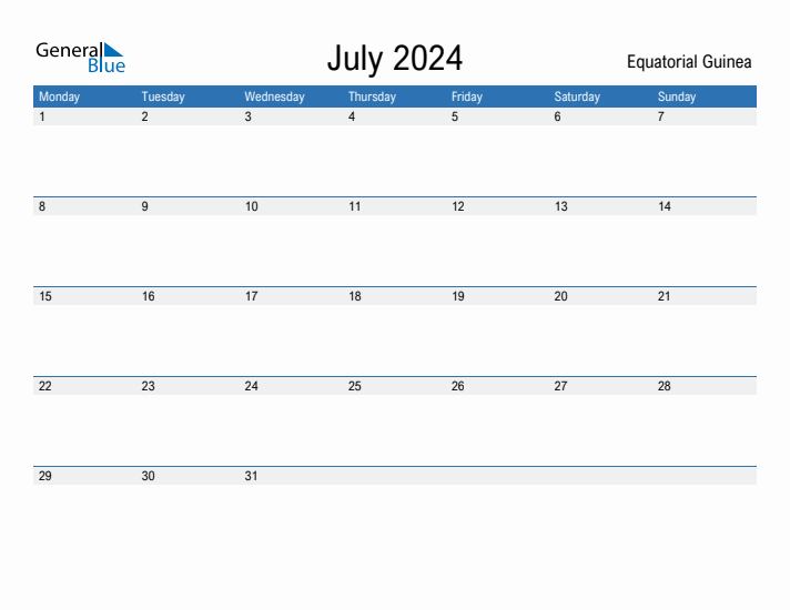 Fillable July 2024 Calendar