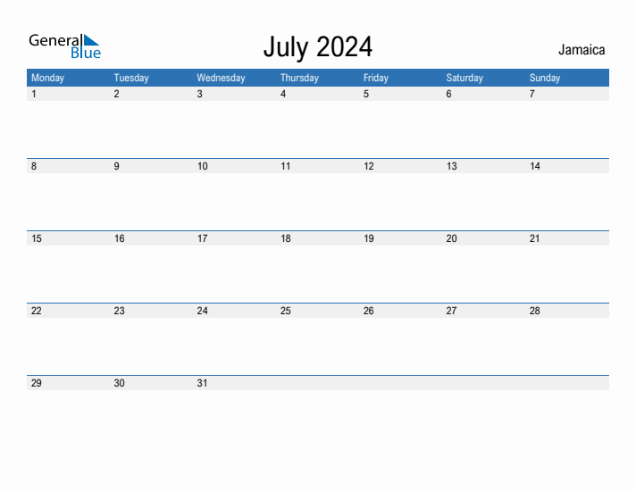 Fillable July 2024 Calendar