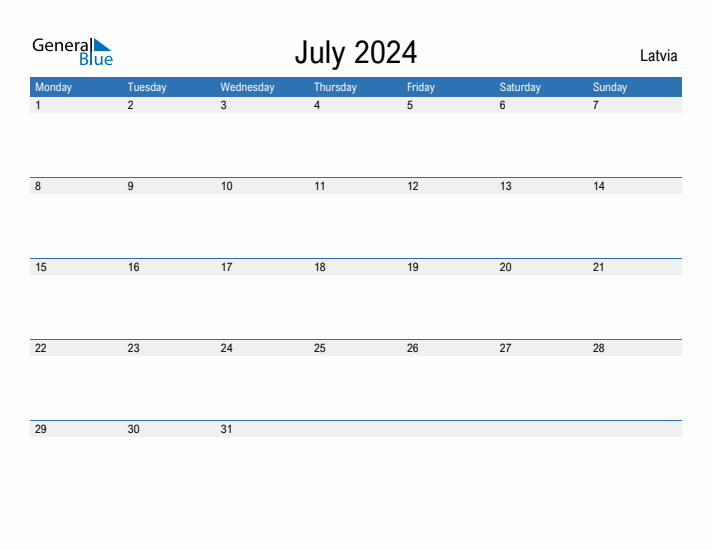 Fillable July 2024 Calendar