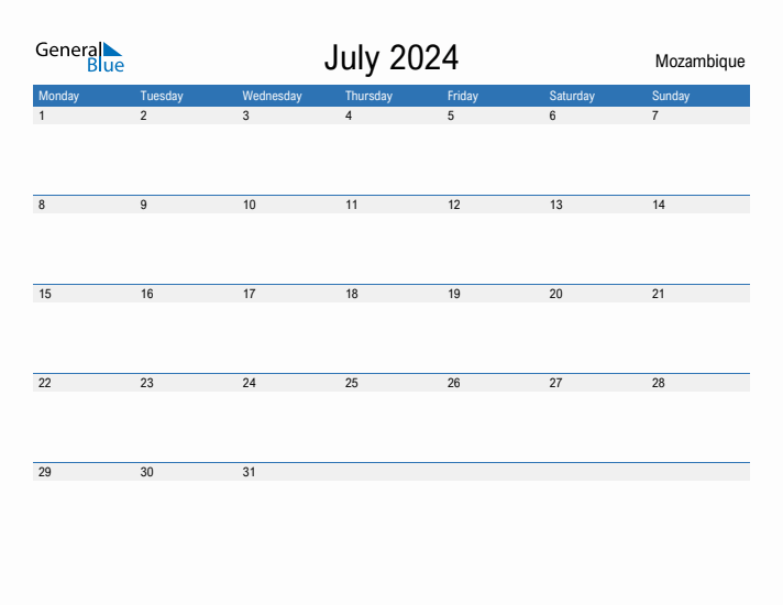 Fillable July 2024 Calendar