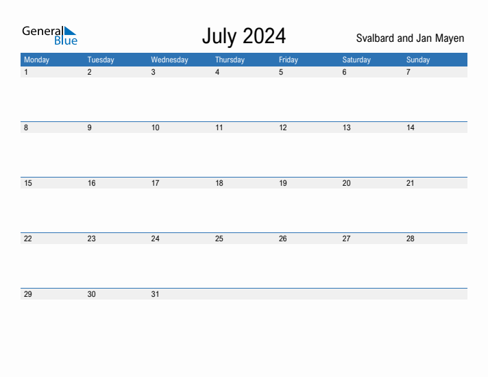 Fillable July 2024 Calendar