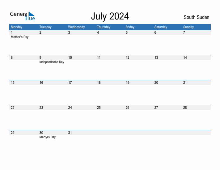 Fillable July 2024 Calendar