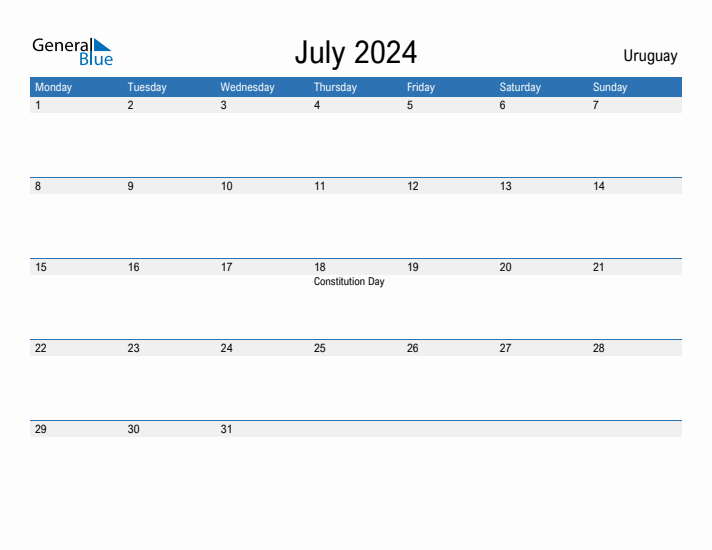 Fillable July 2024 Calendar