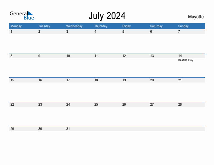 Fillable July 2024 Calendar