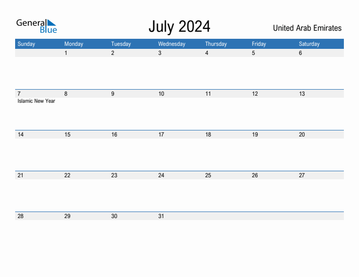 Fillable July 2024 Calendar